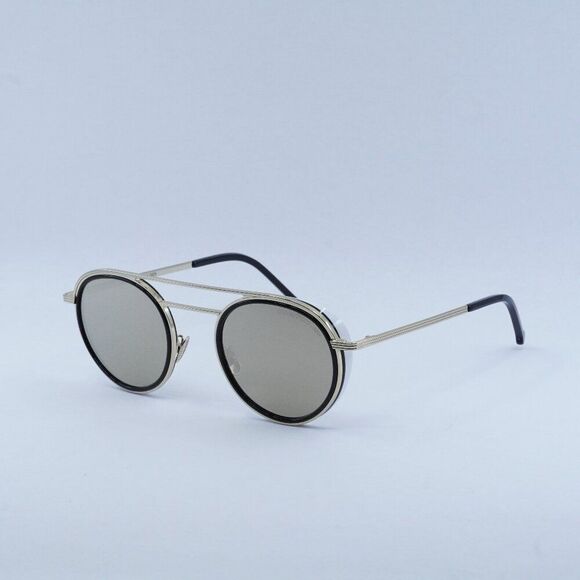 Cutler and Gross CG1270V2S 003 Sunglasses Silver/Black Round Frame, Brown Lenses - Picture 1 of 10